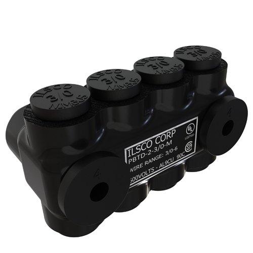 Nimbus Insulated Aluminum Multi-Tap Connector, Conductor Range 3/0-6, 2 Ports, Dual Sided Entry, Mountable, Tin Plated, UL, CSA