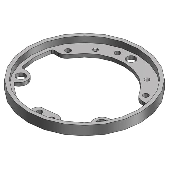 Tile Trim Ring, Aluminum, For use with Flush Service Floor Box, 100 Cubic Inches, Opening Diameter 5-5/32 Inches, Base Diameter 6-3/8 Inches, Depth 6 Inches, 3/4 Inch and 1 Inch Conduit Tapping, Plastic, For Power or Communications/Data