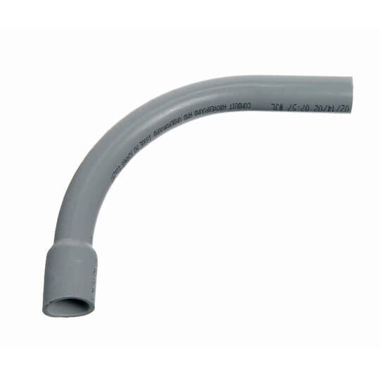 Schedule 80 Elbow, Size 4 Inches, Bend Radius 36 Inches, Bend Angle 90 Degrees, Material PVC, Belled End