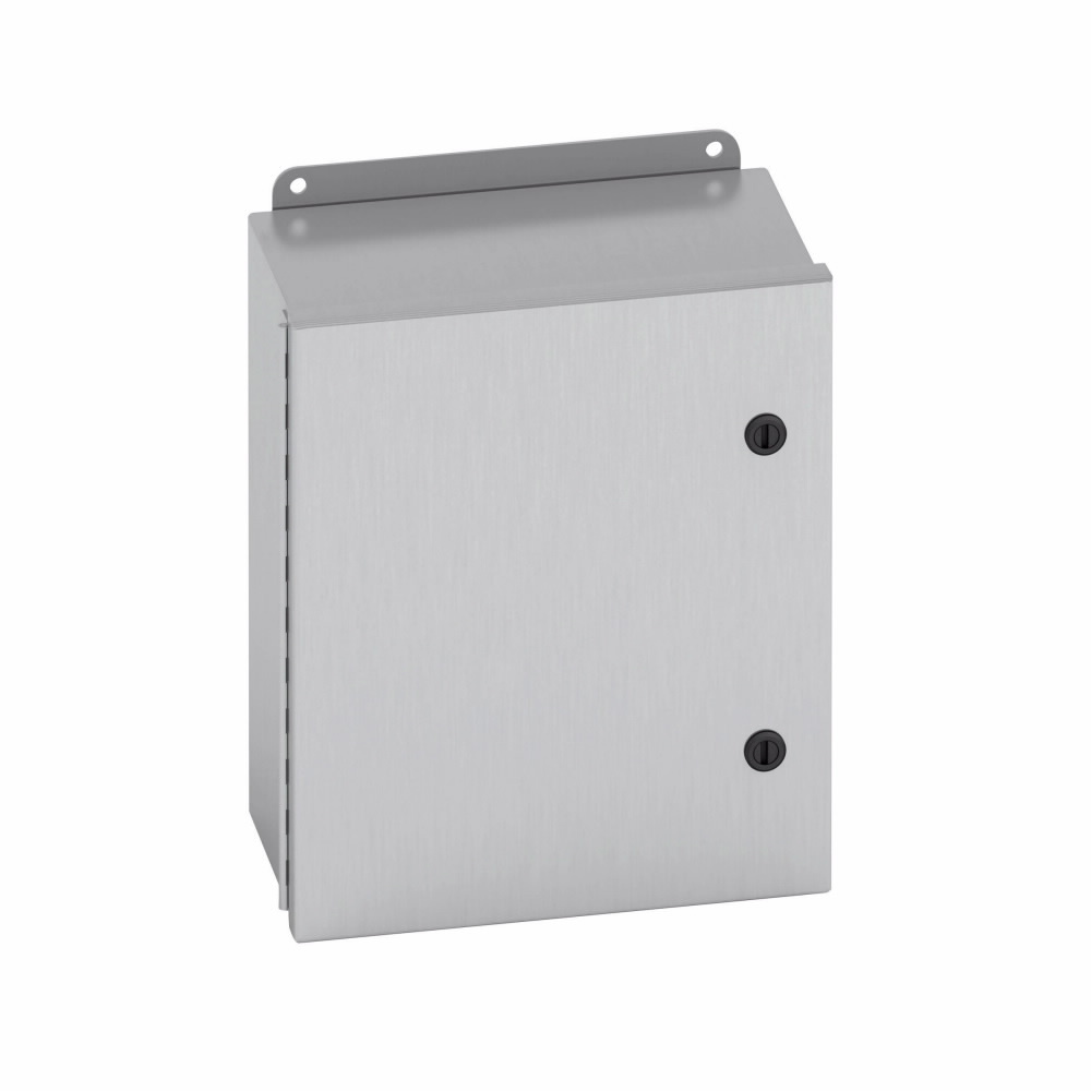 Eaton B-Line series JIC panel enclosure, 12" height, 6" length, 12" width, NEMA 4X, Hinged cover, 4XSQT enclosure, Wall mount, Small single door, External mounting feet, 304 stainless steel, Seamless poured in-place gasket