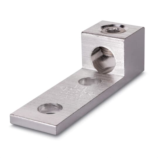 Type ADR-ALCUL Single-Conductor, Two-Hole Mount for Conductor Range Max 350 kcmil, Min 6 Str, 1/2 Inch Bolt Hole, NEMA Spacing 1-3/4 Inch Centers, Length 4-1/4 Inch, Tin Plated
