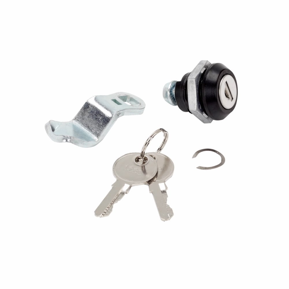 Eaton B-Line series lock latch and handle, NEMA 1, Plated, Used to lock type 1 panel enclosures, Steel, Type 1 enclosure flush lock, Locks, latches, inserts, and handles, flush locks