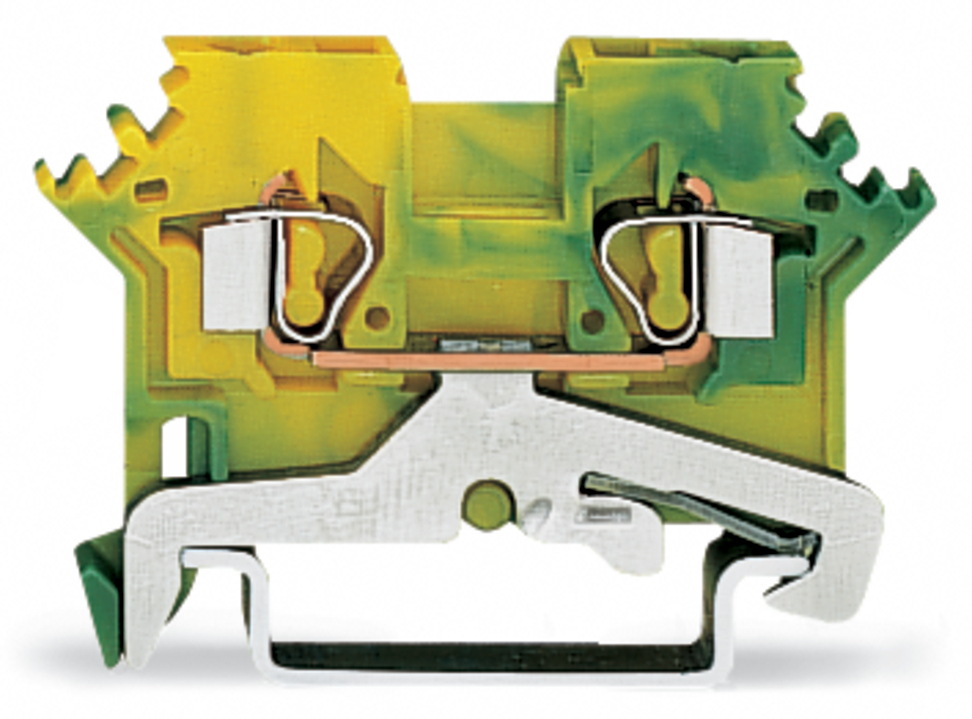 2-conductor ground terminal block; 2.5 mm; lateral marker slots; for DIN-rail 35 x 15 and 35 x 7.5; CAGE CLAMP; 2,50 mm; green-yellow