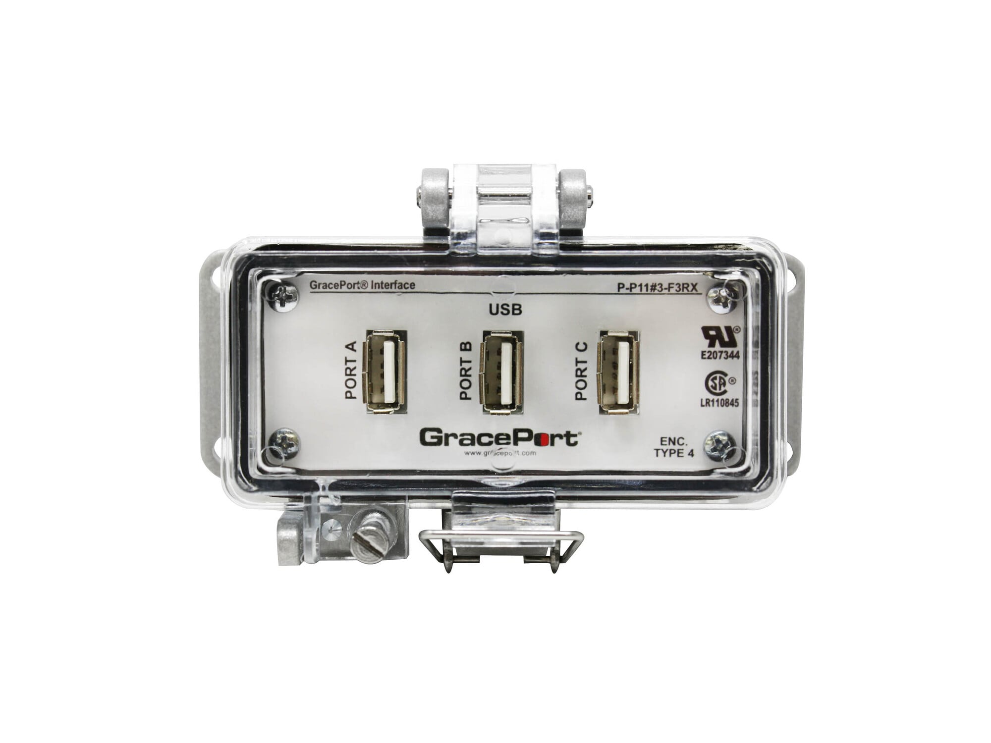 PANEL INTERFACE CONNECTOR WITH USB TYPE A/F TO USB TYPE A/M QTY 3, PMH, UL TYPE 4, NO OUTLET/POWER OPTION