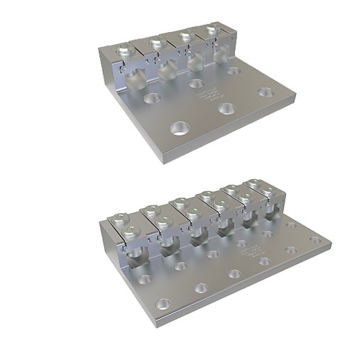 Cleartrax Aluminum Lay-In Connector, Dual Rated, Conductor Range 350-6, 6 Ports, 8 Holes, UL