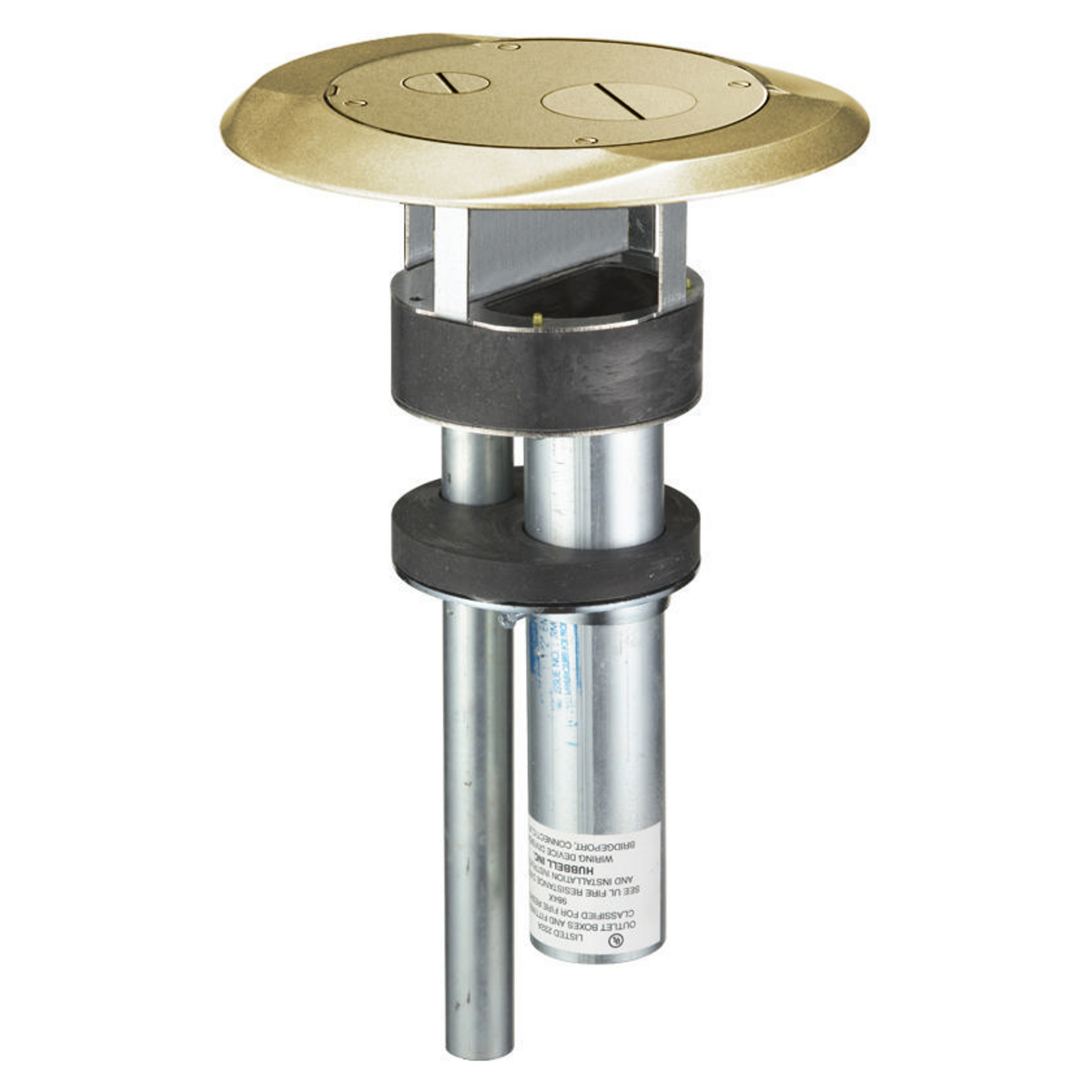 SystemOne, Fire-Rated Poke-Through, One-Piece, Furniture Feed, with Painted Brass Cover