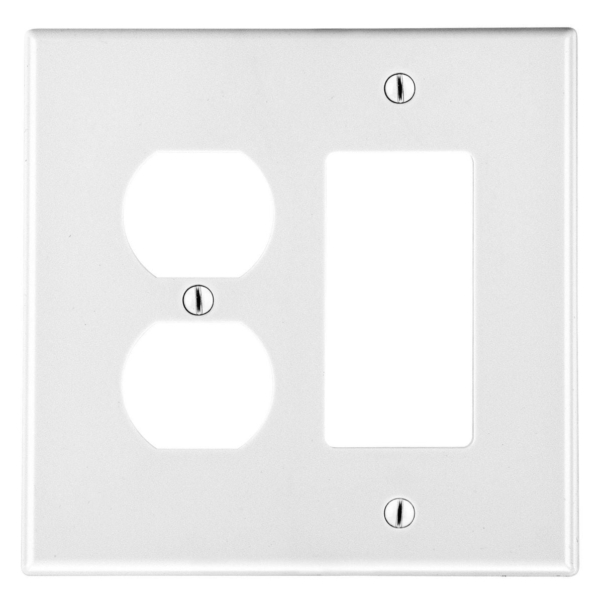 Wallplate, Mid-Size 2-Gang, 1) Duplex 1) Decorator, White