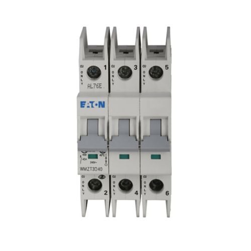 UL 489 WMZT DIN Rail Miniature Circuit Breaker, 10 kAIC at 480/277V, Three-pole, D Curve, 40A, Standard box terminals