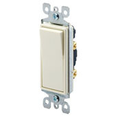 15 Amp, 120/277 Volt, Decora Rocker Lighted Handle, Illuminated Off Single-Pole AC Quiet Switch, Residential Grade, Grounding, Ivory