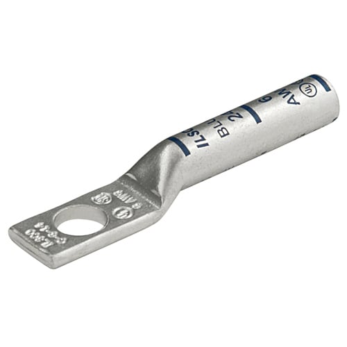 Surecrimp Copper Compression Lug, Conductor Size 350, 1 Hole, 3/8in Bolt Size, Long Barrel, No Sight Window, Tin Plated, UL, CSA