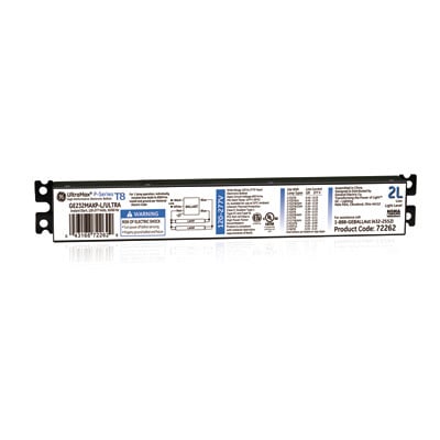GE UltraMax, 60 Hz, Low (.77) Ballast Factor, Instant Start, 9.5 IN Length, 1.3 IN Width, 1 IN Height, 2 or 1 F32T8