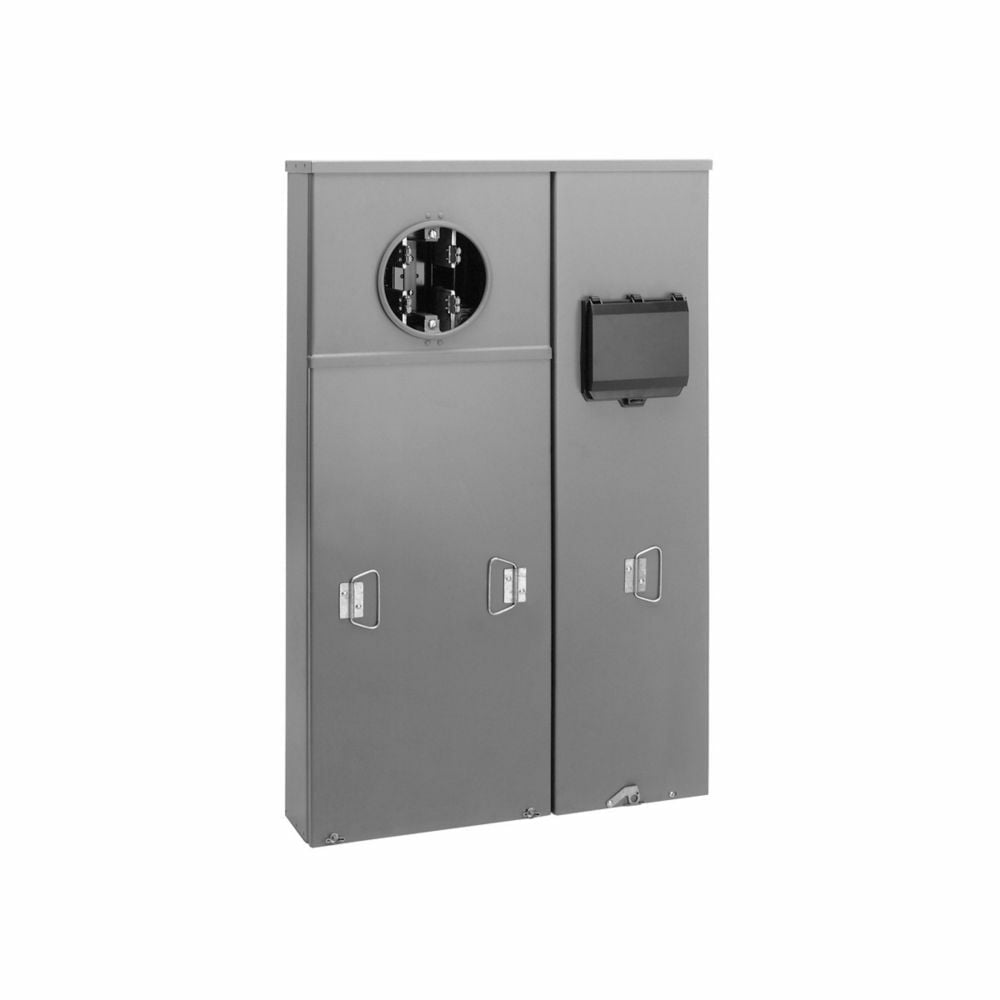 U404MCC Meter Breakers, 100 Amp, Lever, Ringless, 3R, ANSI 61 Gray Painted, #14 AWG-2/0 AWG, #14 AWG-1/0 AWG, Galvanized Steel, Surface Mount, 7 Jaw, 1 Position, 3 Phase, 4 Wire, OH, UG