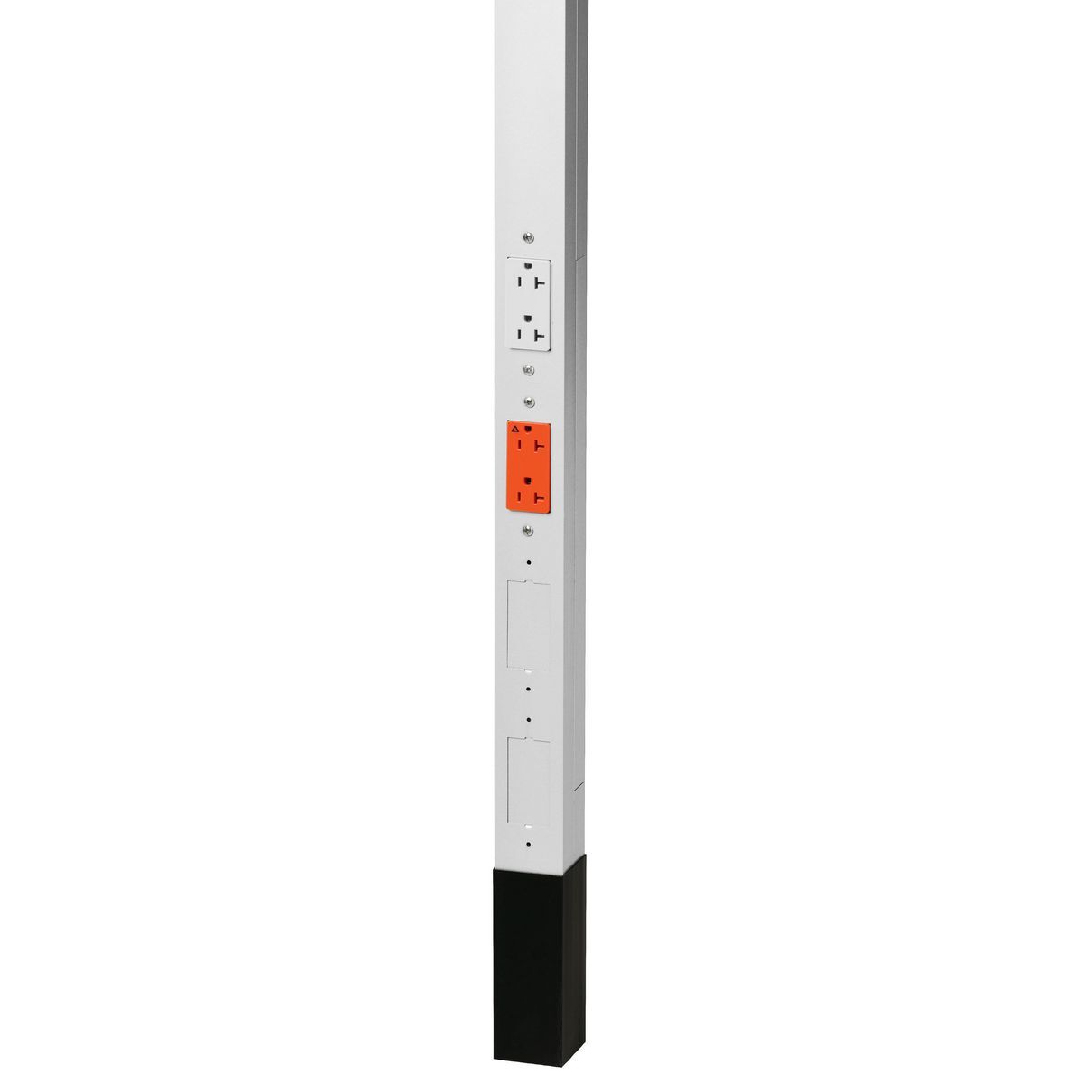 Aluminum Service Poles, 10" 2" Height, 1)IG Duplex, 2) Decorator Duplexes, White