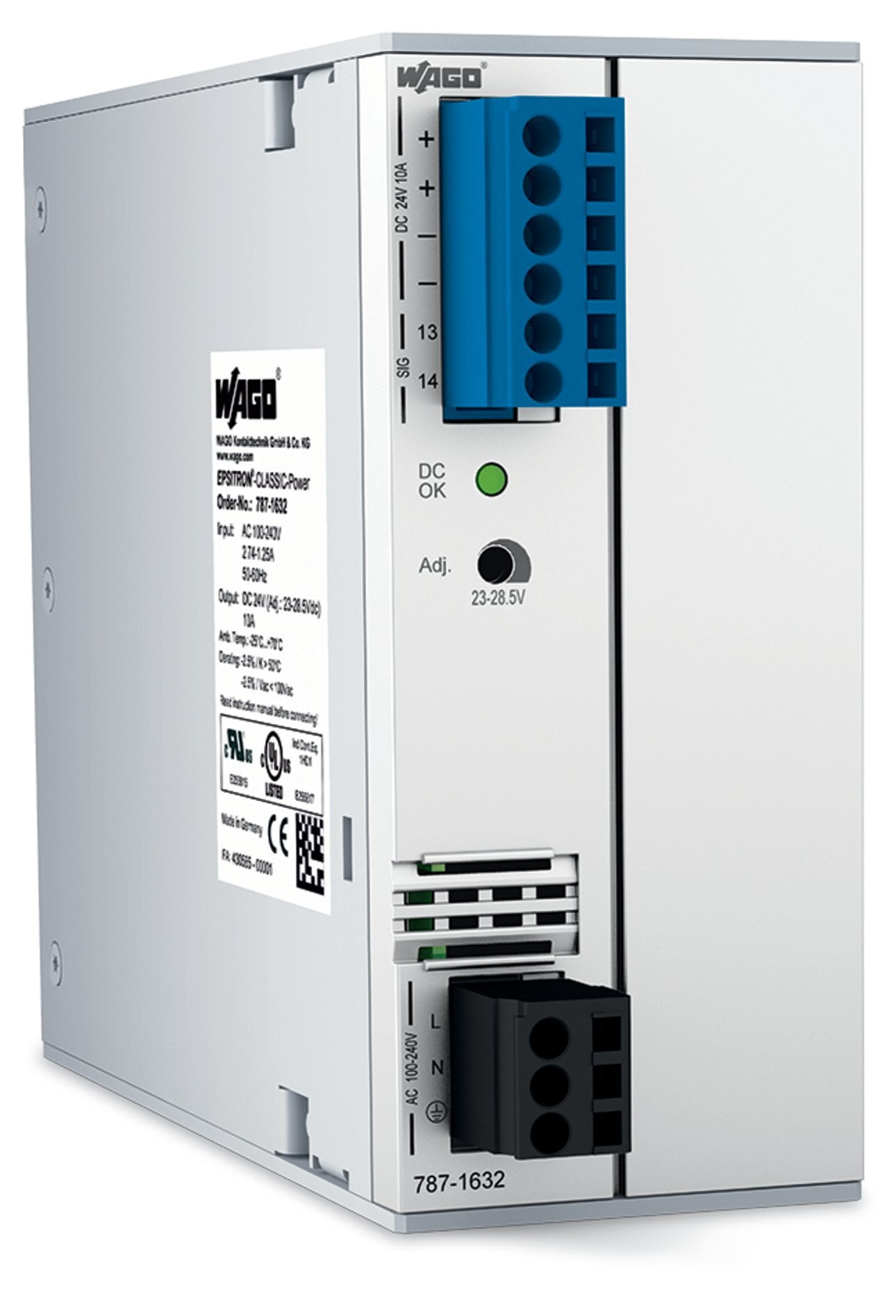 Switched-mode power supply; Classic; 1-phase; 24 VDC output voltage; 10 A output current; TopBoost; DC OK contact
