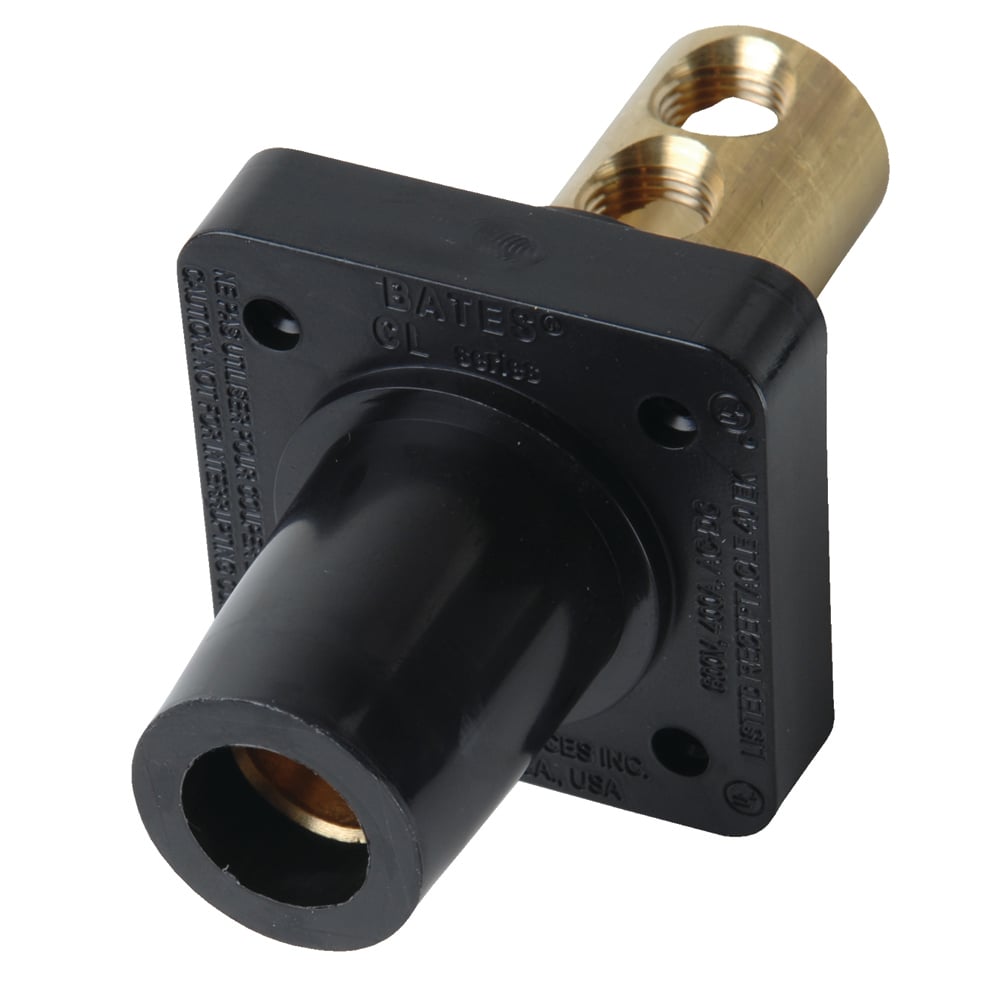 400A 600V, Cam Device, Double Set Screw Panel Mount, Female, Cable Size: 2/0-4/0, Black