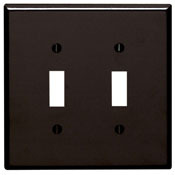 2-Gang Toggle Device Switch Wallplate, Oversized, Thermoset, Device Mount, Brown