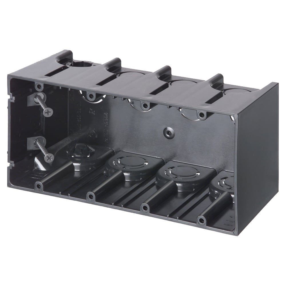 One Box Non-Metallic outlet boxes. Four Gang. Vertical. Fast and easy to install.