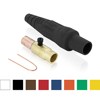 Female Plug, Contact & Insulator, Cam-Type, Detachable, Crimped, 3/0 - 4/0 AWG, 400 Amp Max, 16 Series Taper Nose, Type 3R "While-in-Use"-Blue