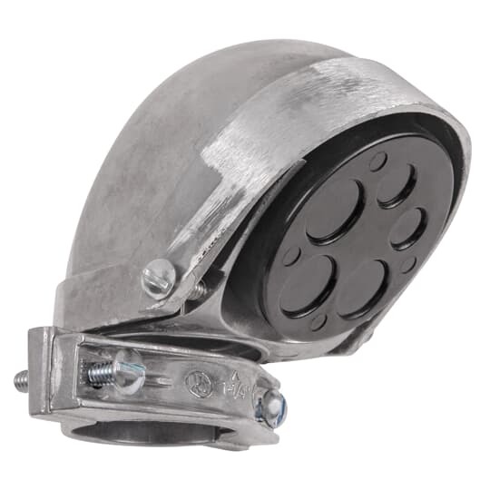 Cap, Clamp-Type Service, Conduit Size 1-1/4 Inch, Number of Holes 5, Size 2(19/32 Inch) 3(5/8 Inch), Aluminum, For Rigid/Intermediate or Thinwall, Pack of 10