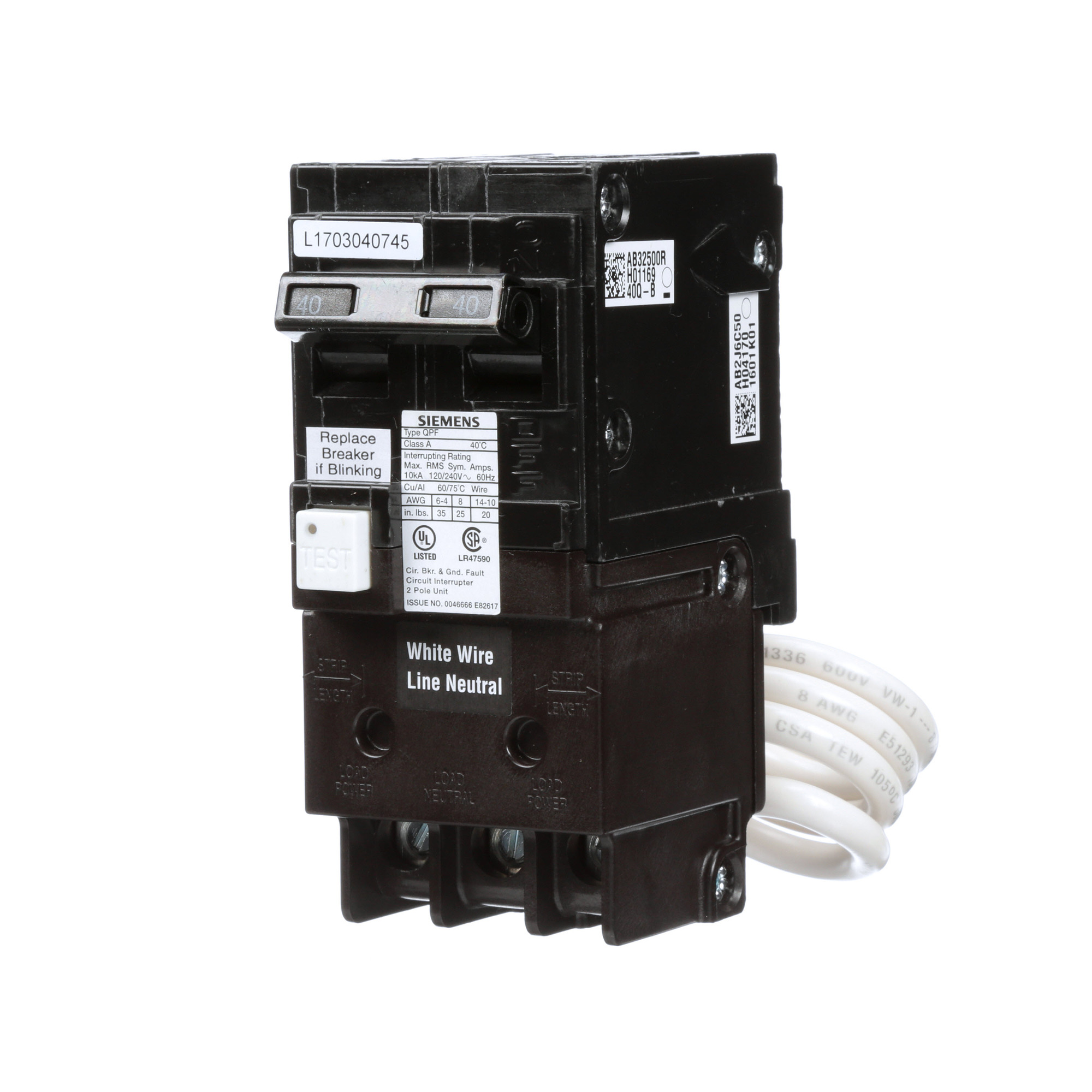 BRKR 40A 2P 120/240V 10K QPFB GFCI 5MA
