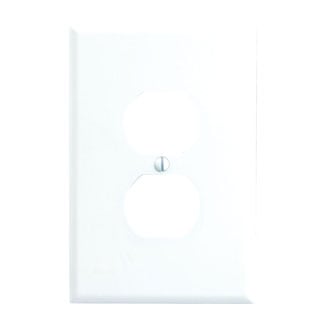 1-Gang Duplex Device Receptacle Wallplate, Oversized, Thermoset, Device Mount, White