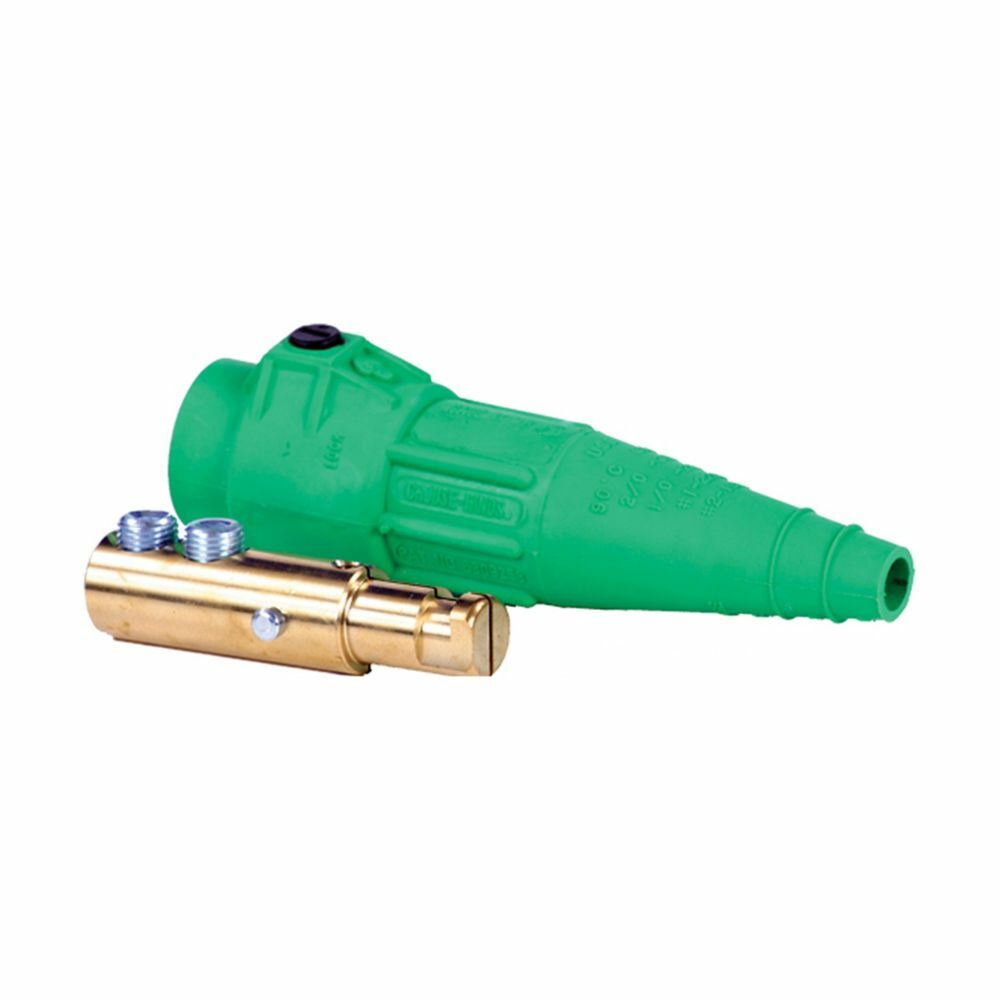 Eaton Crouse-Hinds series Cam-Lok Standard Series E-Z1018 plug, Up to 300A continuous, #2-2/0 AWG, Yellow, Double set screw, Brass contacts, Male, Thermoplastic elastomer (TPE), Non-vulcanized, 600 Vac/dc
