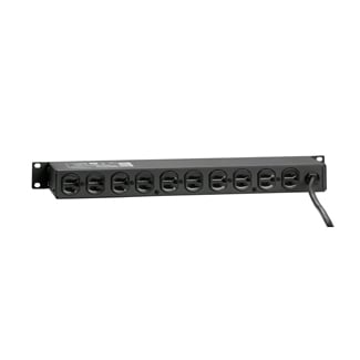 Horizontal Rack Mount Surge Protective Power Distribution Unit 15A NEMA 5-15P Straight Blade Plug 12 Outlets, Black