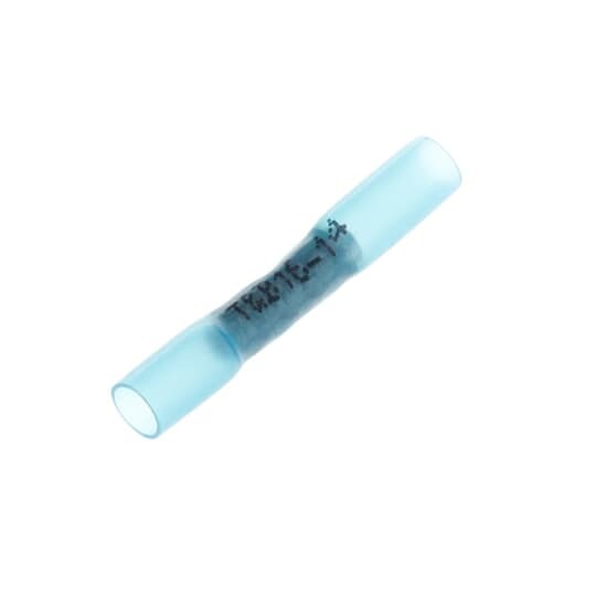 Heat Shrinkable Butt Splice, Length 1.50 Inches, Width .26 Inches, Maximum Insulation Diameter .200, Wire Range #16-#14 AWG, Color Blue, Copper, Tin Plated, 500 Pack