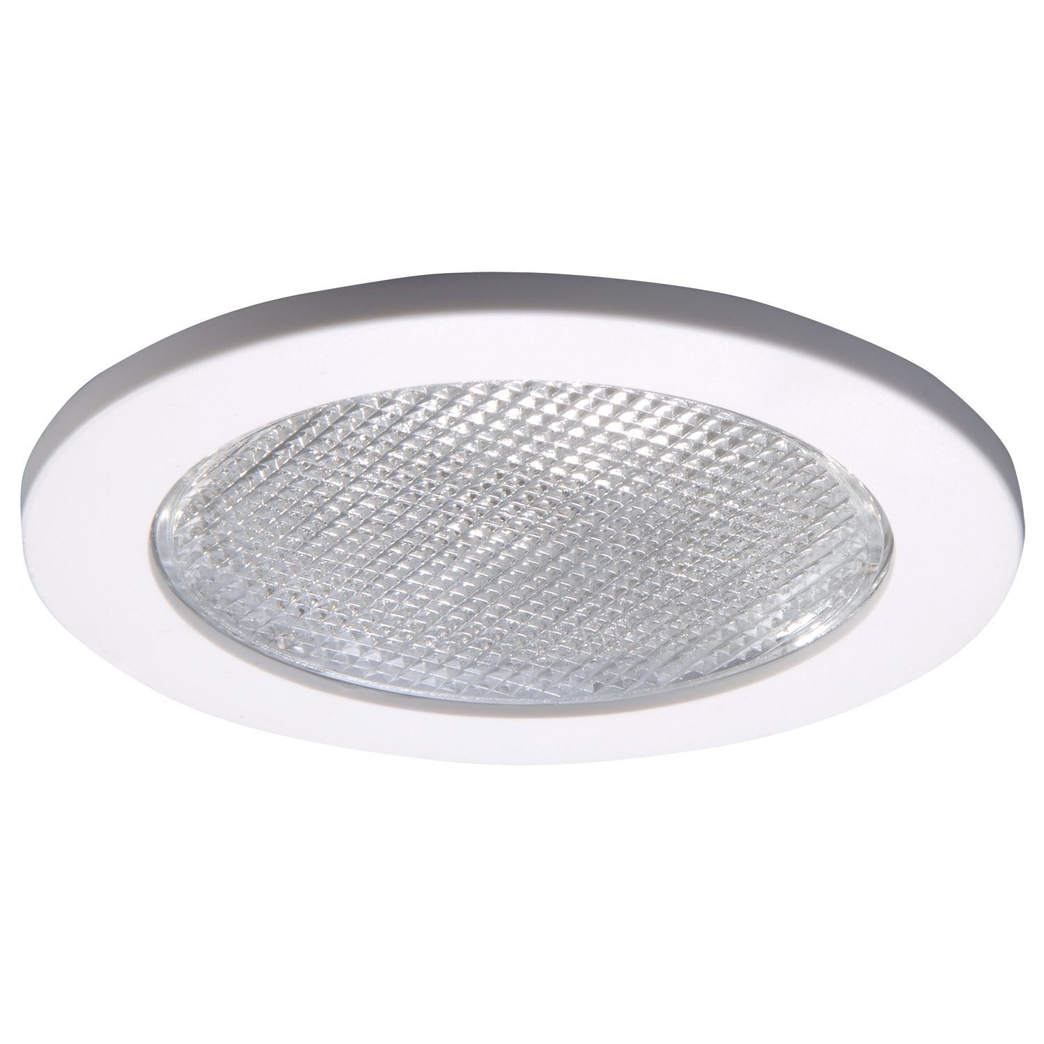 4" Flat Prismatic Lens, White Plastic Ring, Showerlight