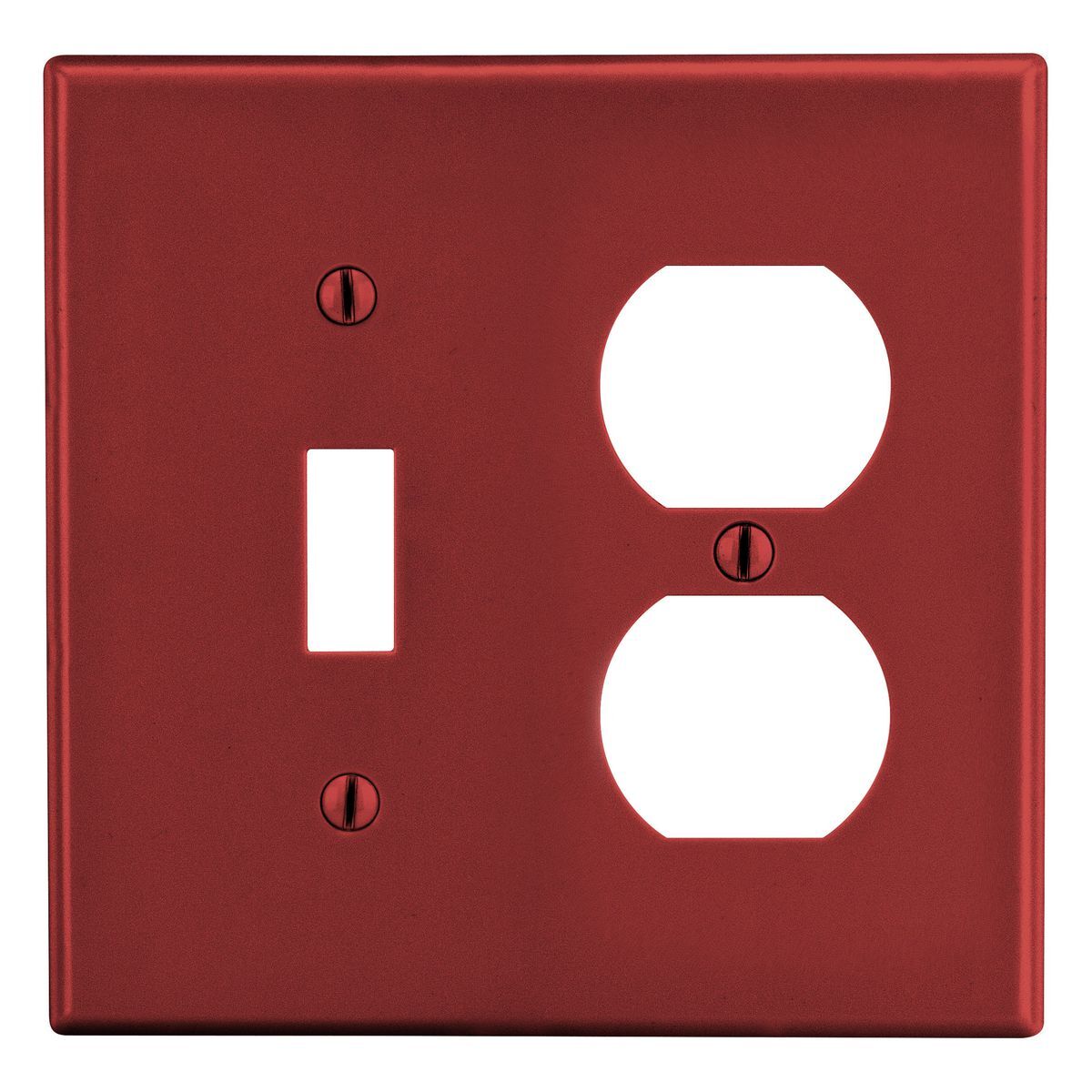 Wallplate, 2-Gang, 1) Duplex 1) Toggle, Red