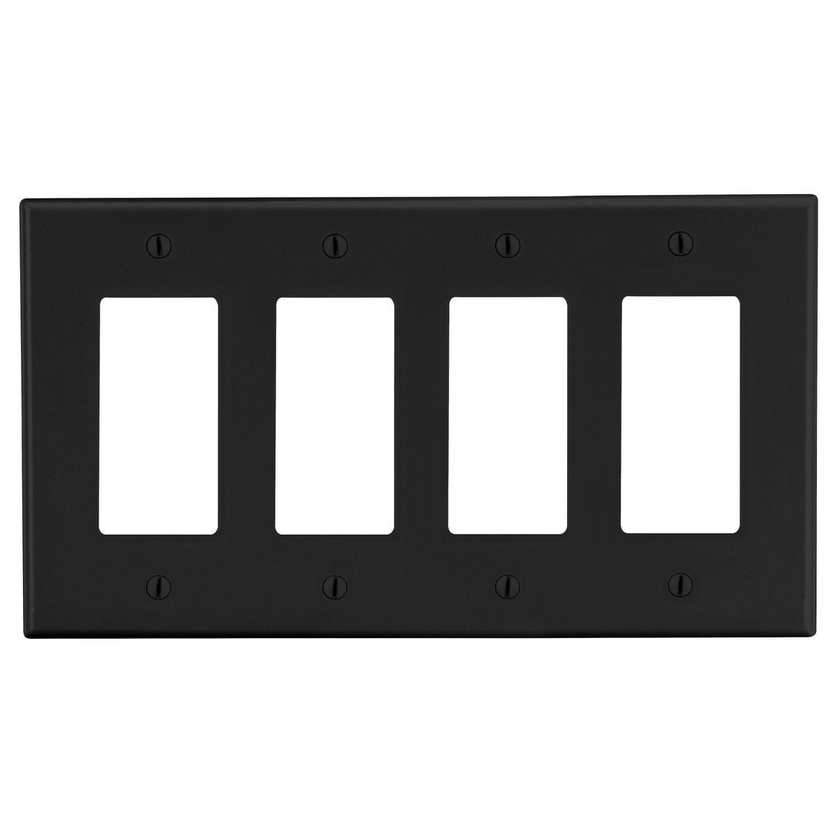 Wallplate, Mid-Size 4-Gang, 4) Decorator, Black