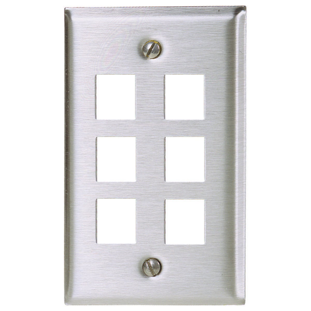 Phone/Data/Multimedia Faceplate, Stainless Steel Plate, Single-Gang, 6-Port