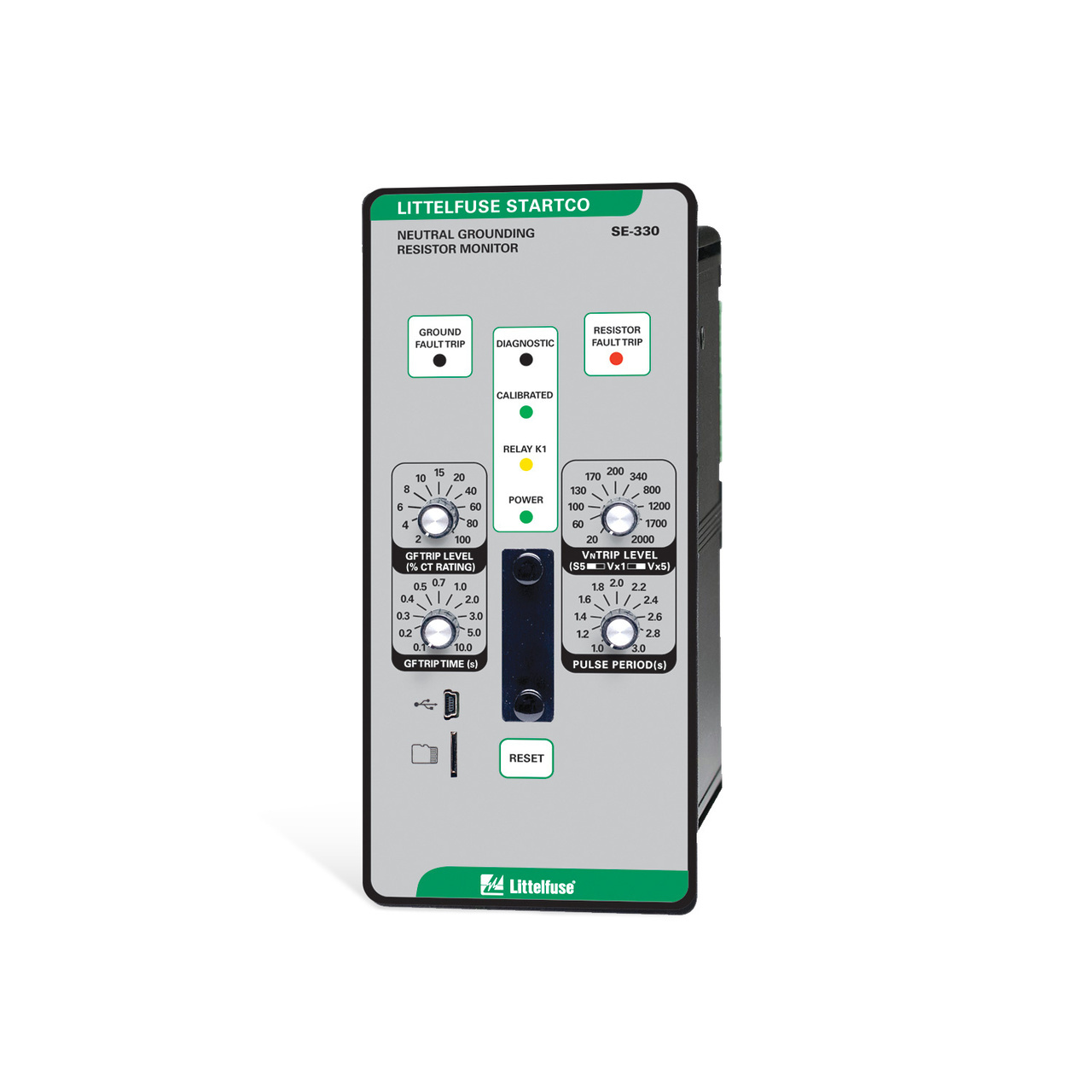 The SE-330 is an advanced ground-fault and neutral-groundingresistor monitoring relay that is compliant with Rule10-302 of the 2018 Canadian Electrical Code Part I (CE Code). It measures neutral current, neutral-to-ground voltage, and neutral-to-ground resistance. It provides continuous monitoring of the neutral-to-ground path to verify that the neutral-grounding resistor (NGR) is intact and that it has not been bypassed or shorted. An open NGR renders currentsensing ground-fault protection inoperative and could result in a false belief that the system is functioning properly. A shorted NGR results in higher-than-expected ground-fault current. The SE-330 can be used with low- and medium-voltage transformers and generators with low- or high-resistance grounding used in processing, manufacturing, chemical, pulp and paper, petroleum, and water-treatment facilities. For high-voltage applications, use the SE-330HV. For applications that require conformance to Australian standards, use the SE-330AU.
