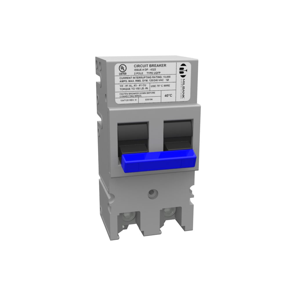 MILBANK 175 AMP 2 POLE 240 VOLT PLUG-IN 22K AIC THREADED TANG LOAD SIDE