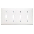 4-Gang Toggle Device Switch Wallplate, Standard Size, Thermoplastic Nylon, White