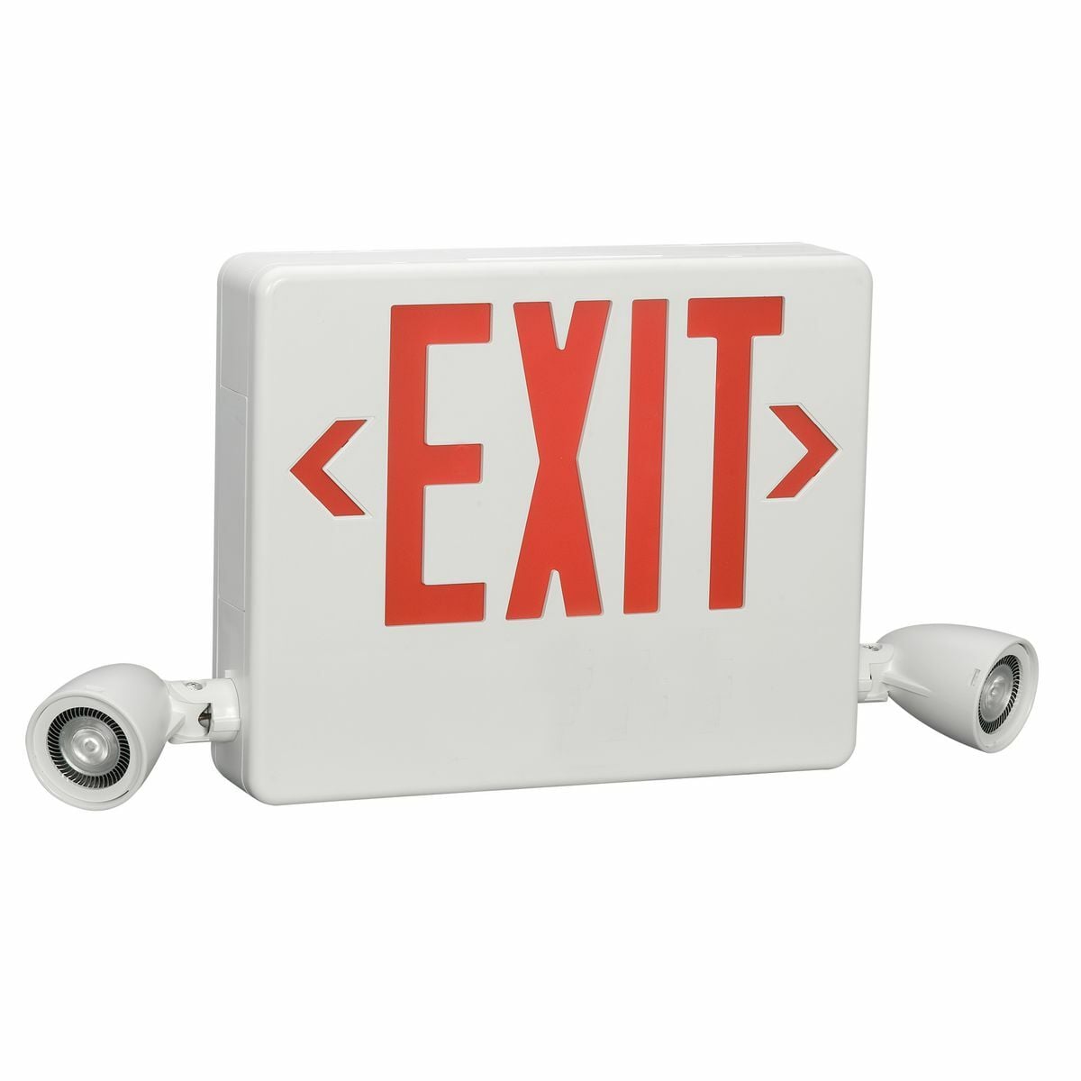 HCX Series side mount LED desiner combination exit/emergency light, Mounting Type: Wall, ceiling, end mount, Face style: Universal Single/Double Face, Wording On Sign: EXIT, Letter Color: red, Color: white, Number of Lamps: 0, Operation: emergency operation, Battery Type: Lead-Calcium, Battery Runtime: 90 min, Voltage Rating: 120/277 VAC.