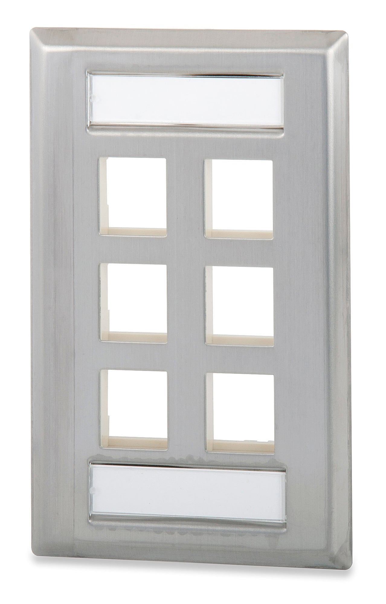 6-Port Single Gang S.Steel Faceplate with labeling window