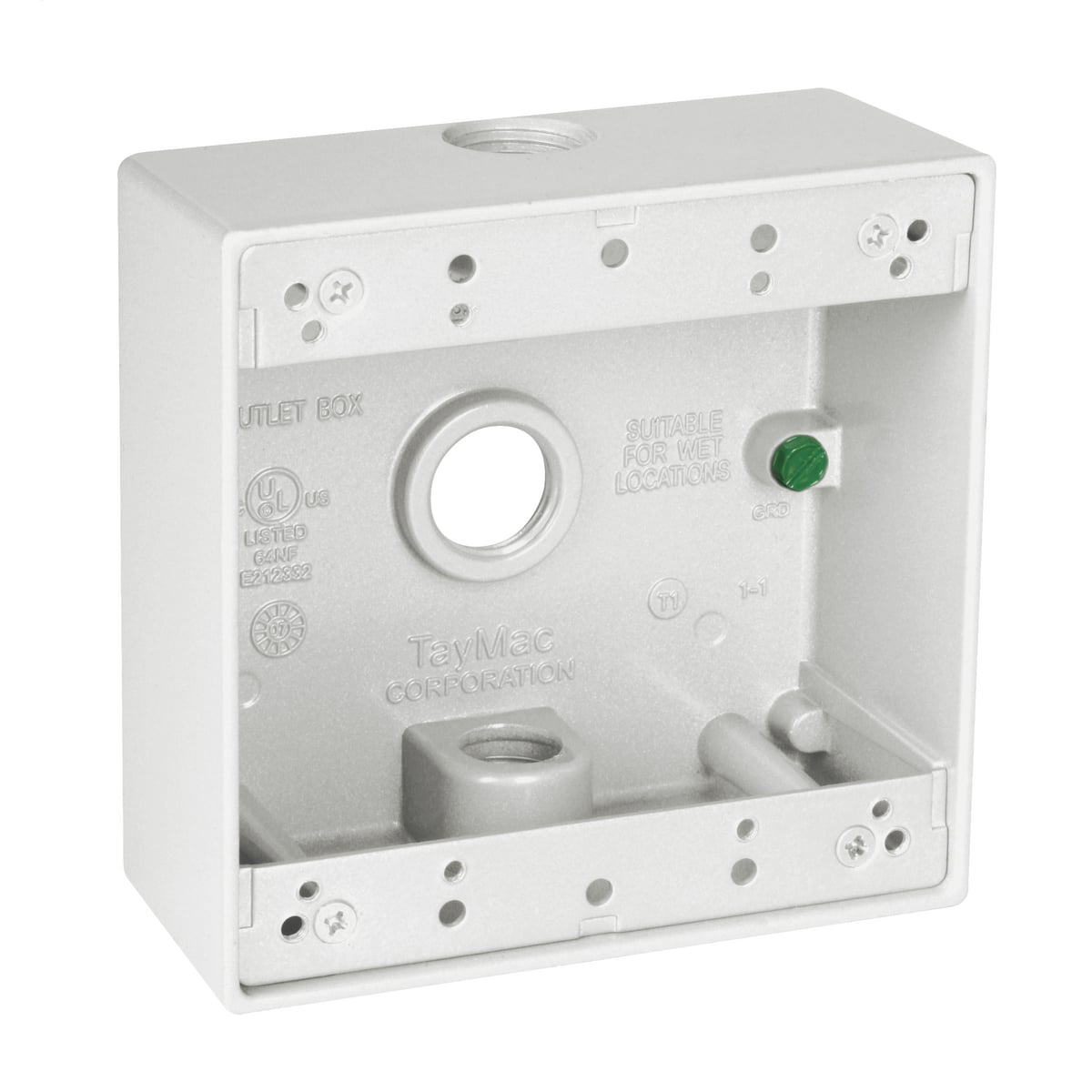 2-Gang Three 1/2 in. Hole Weatherproof Box - White