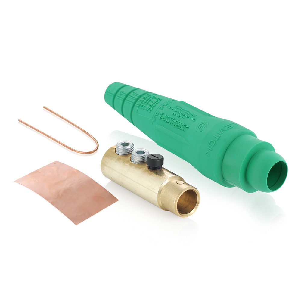 18 Series Single Pole Cam Type Female Detachable Plug, Thermo-plastic Screw, Ball Nose, Double Set Screw, 600 Volts, Rated Up To 400 Amperes Continuous Cable Range - 1/0 To 4/0-Green