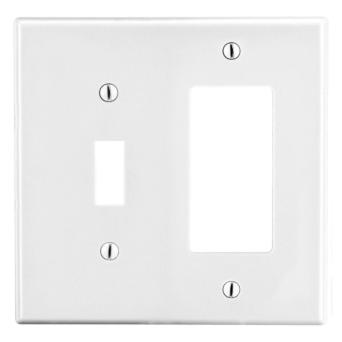 Wallplate, 2-Gang, 1) Toggle 1) Receptacle, White