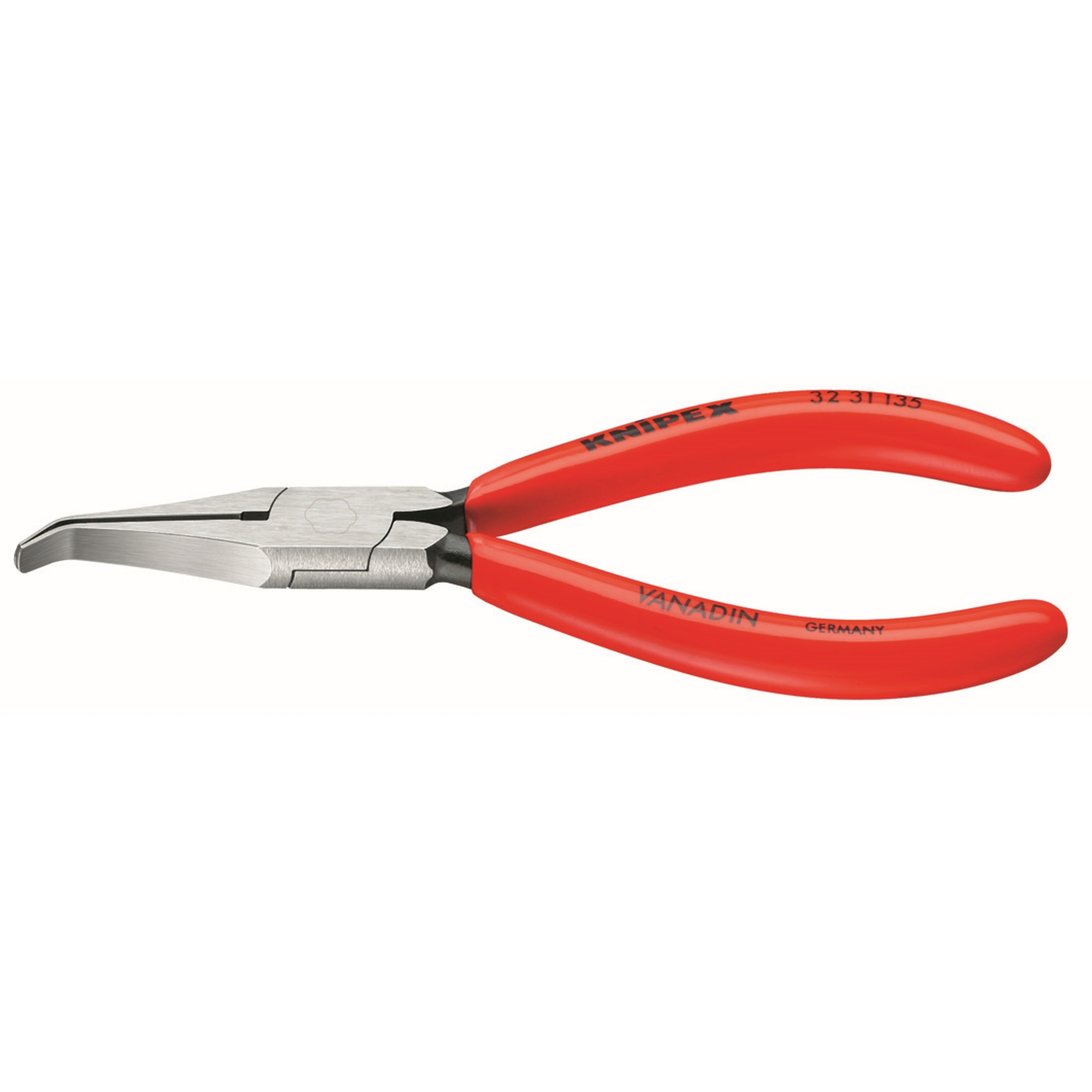 Long Nose Relay Adjusting 40° Angled Pliers-Flat Tips, 5 1/4 in., Plastic Coating