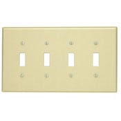 4-Gang Toggle Device Switch Wallplate, Midway Size, Thermoset, Light Almond