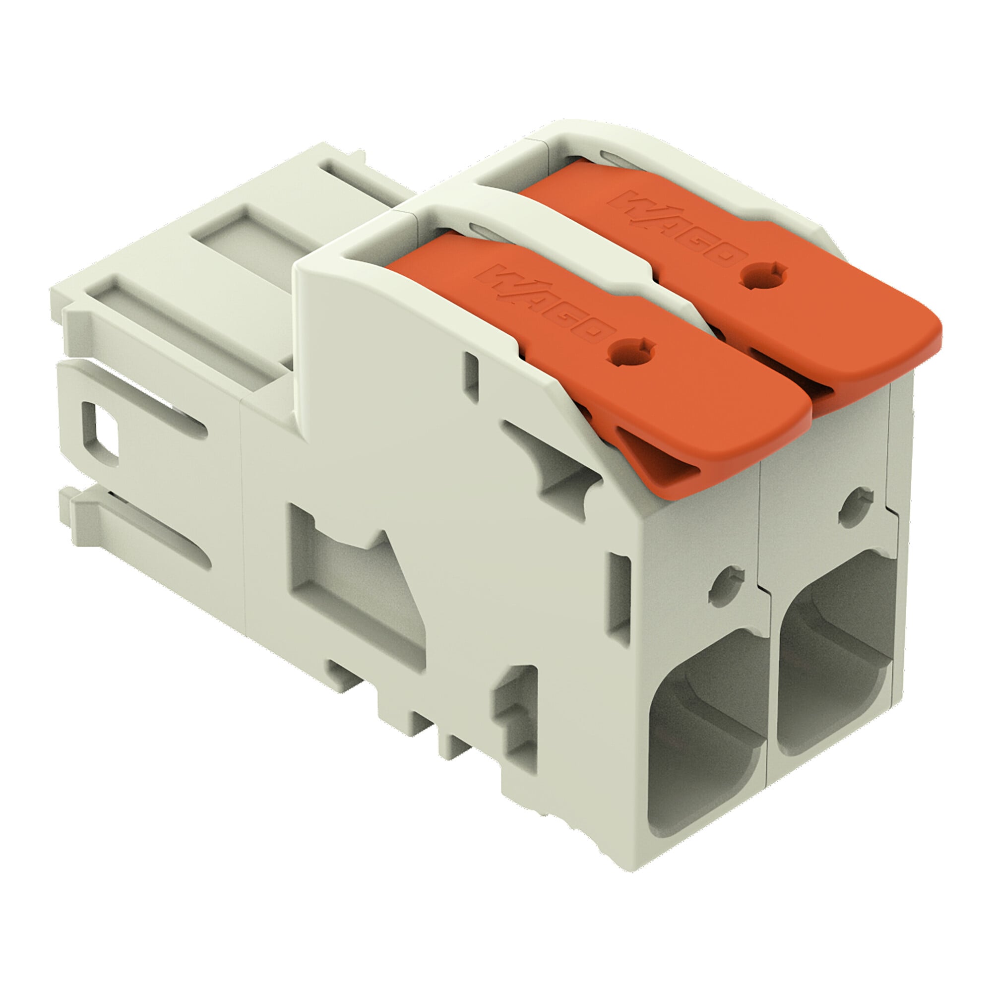 1-conductor male connector; lever; Push-in CAGE CLAMP; 16 mm; Pin spacing 10.16 mm; 2-pole; 100% protected against mismating; Silver-plated contacts; 16,00 mm; light gray