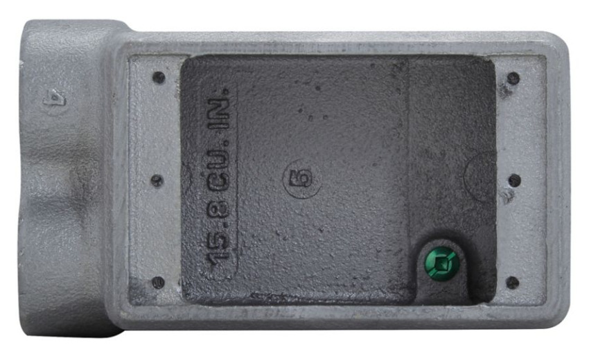 FSS1 Condulet Type FSS Shallow Device Box, Feraloy Iron Alloy, 1 Gang, 2 Outlets, 2 Knockouts, 2-3/4 in W x 1-7/8 in D x 5-5/32 in H