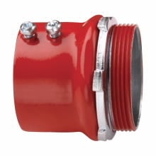 Eaton Crouse-Hinds series EMT set screw type connector, Red, EMT, Straight, Non-insulated, Steel, Two tightening screws, 4"