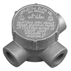 Conduit Outlet Box, Dust-Ignitionproof Explosionproof Raintight, Series: GRJ, 1/2 in, 2.13 in Cover Opening Size, 7.3 cu-in, For Use With: Threaded Metallic Conduit System, Malleable Iron, Triple Coated, 2.88 in H x 2.88 in W x 2.06 in D