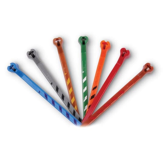 Striped Cable Tie for Binder ID, Orange/White Nylon 6.6 for Temperatures up to 85 Degrees Celsius (185 F), Length of 91mm (3.6 Inches), Width of 2.3mm (0.09 Inches), Tensile Strength Rating of 80 Newtons (18 Pounds), 50 Pack