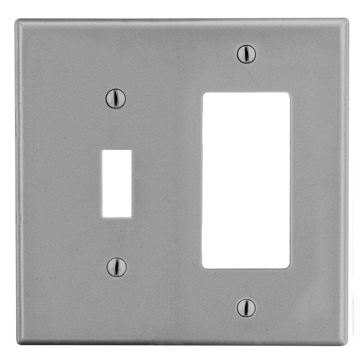 Wallplate, 2-Gang, 1) Toggle 1) Receptacle, Gray