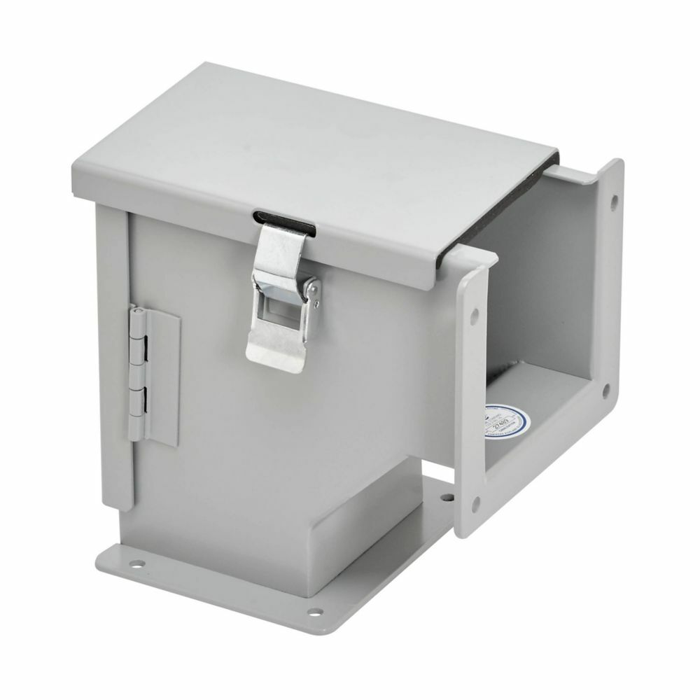 Eaton B-Line series wireway elbow fitting, Lay-in, 90 elbow, outisde opening, NEMA 12, Steel, ANSI 61 gray painted, 4" X 4"