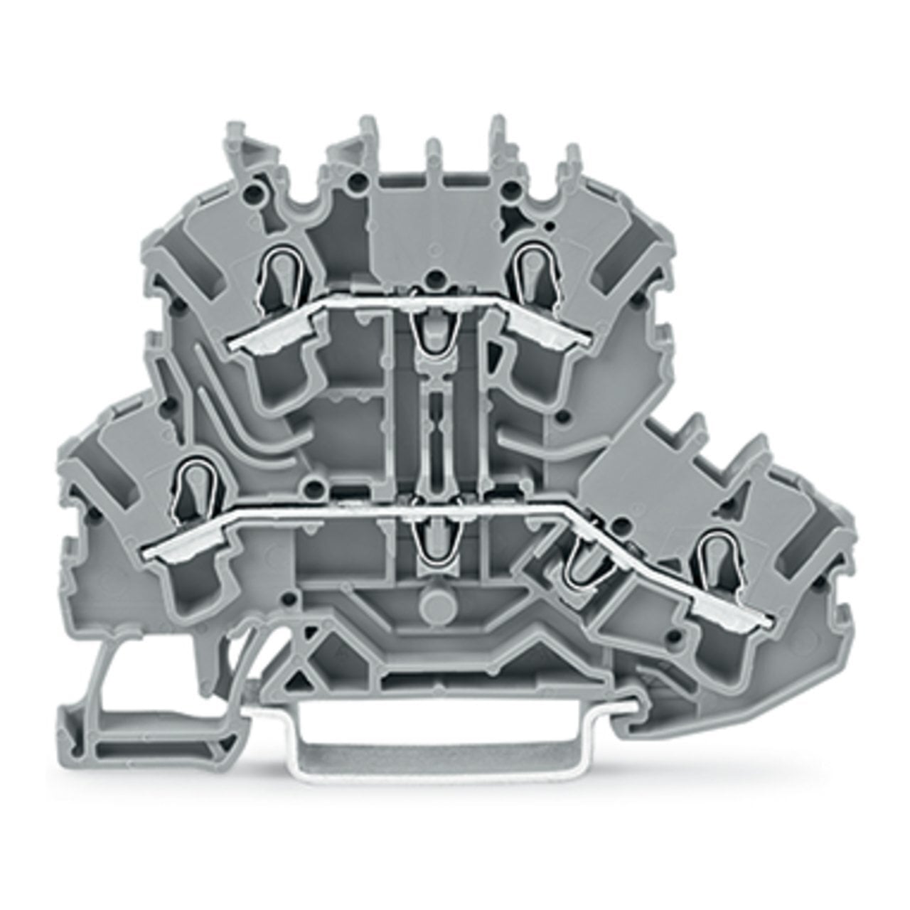 Double-deck terminal block; Through/through terminal block; L/L; without marker carrier; suitable for Ex e II applications; for DIN-rail 35 x 15 and 35 x 7.5; 2.5 mm; Push-in CAGE CLAMP; 2,50 mm; gray